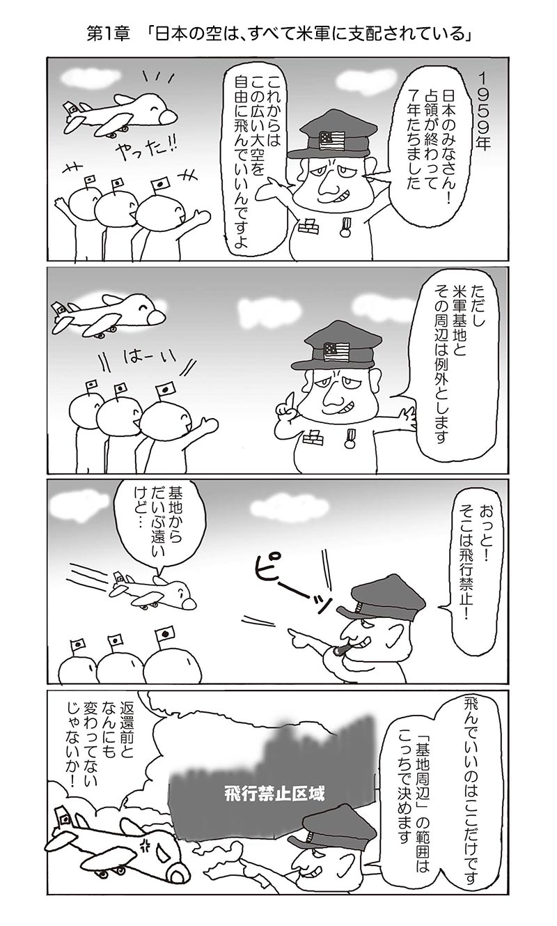 【4コマ漫画】第1章：日本の空は、すべて米軍が支配する
