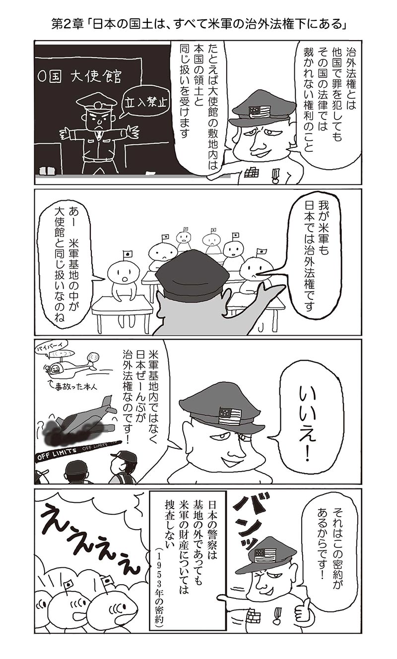 【4コマ漫画】第2章：日本の国土は、すべて米軍の治外法権下にある